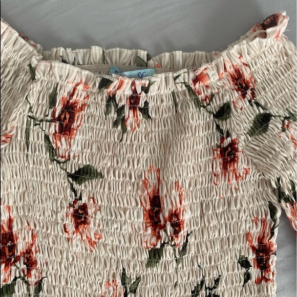 Boutique Off the Shoulder Striped Floral Long Sleeve Top Small - Picture 2 of 4